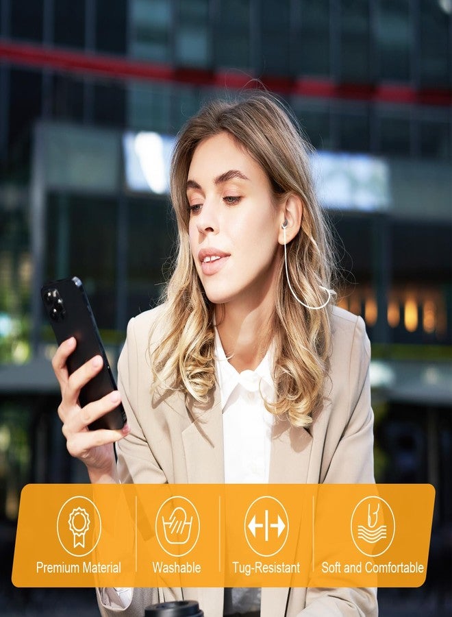 lasuroa سلك توصيل لسدادات الأذن (قطعتان)، سدادات أذن سيليكون بطول 18.9 بوصة مع حبل تعليق، سدادات أذن مضادة للضياع، سدادات أذن مضادة للشد لسماعات الأذن ذات أطراف قابلة للفصل، سلك يمنع سقوط سماعة الأذن (أبيض) - Image 4